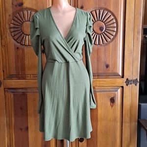 Blue rain puff sleeve dress sz L